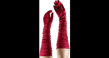Apollo - Satijnen handschoenen gerimpeld - Fuchsia - One Size - Kanten handschoenen - Bruidshandschoenen - Lange handschoenen - Carnaval