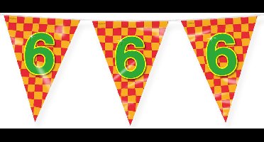 Paperdreams Slinger - Verjaardag 6 jaar thema Vlaggetjes - feestversiering - 10m - dubbelzijdig