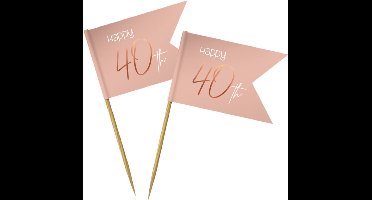 Folat - Prikkers Elegant Lush Blush 40 Jaar - 36 stuks