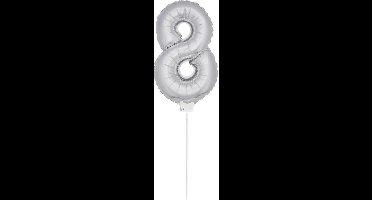 Folat - Folieballon cijfer mini Silver number 8