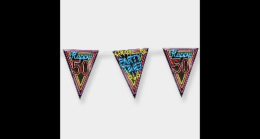 Paperdreams - Neon Party Vlaggen - Happy 50 (10 m)