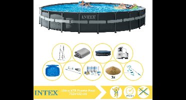 Intex Ultra XTR Frame Zwembad - Opzetzwembad - 732x132 cm - Inclusief Onderhoudspakket, Filterzand, Onderhoudsset, Stofzuiger en Voetenbad