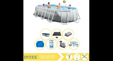 Intex Prism Frame Zwembad - Opzetzwembad - 503x274x122 cm - Inclusief Onderhoudspakket, Filter, Solar Mat en Voetenbad