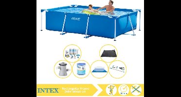 Intex Rectangular Frame Zwembad - Opzetzwembad - 260x160x65 cm - Inclusief Onderhoudspakket, Zwembadpomp, Filter, Grondzeil, Stofzuiger en Solar Mat