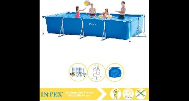 Intex Rectangular Frame Zwembad - Opzetzwembad - 450x220x84 cm - Inclusief Onderhoudspakket, Trap en Voetenbad