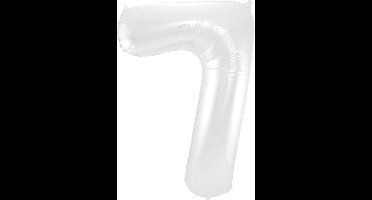 Folat - Folieballon Cijfer 7 Wit Metallic Mat - 86 cm