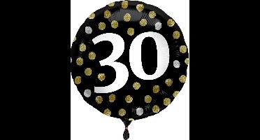 Folat - Folieballon Glossy Black 30 jaar - 45 cm