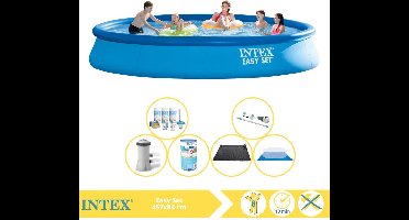 Intex Easy Set Zwembad - Opblaaszwembad - 457x84 cm - Inclusief Onderhoudspakket, Filter, Grondzeil, Stofzuiger en Solar Mat