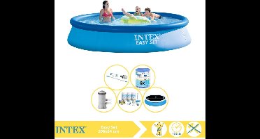 Intex Easy Set Zwembad - Opblaaszwembad - 396x84 cm - Inclusief Solarzeil Pro, Onderhoudspakket, Zwembadpomp, Filter en Stofzuiger
