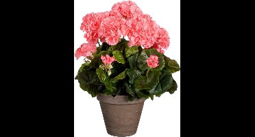 Mica Decorations Geranium Kunstplant - 27x27x41 cm - Polyester - Zalm