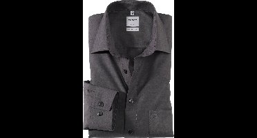 OLYMP Luxor comfort fit overhemd - antraciet grijs - Strijkvrij - Boordmaat: 50