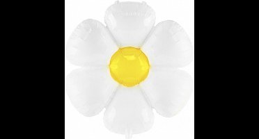 PartyDeco Folieballon madelief - GeelWitte ballon voor bloemenfeest