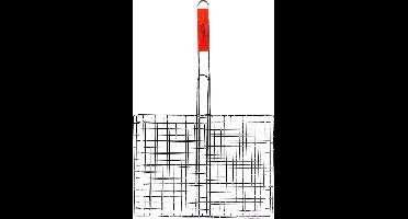 Elite BBQ/barbecue rooster - klem grill - metaal/hout - 40x62x1 cm - vlees/vis/groente - Extra groot formaat