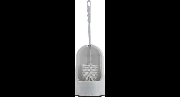 Betra WC-borstel/toiletborstel in houder - grijs - kunststof - 14 x 40 cm