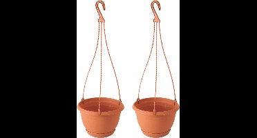 Prosperplast Bloempot/plantenpot Agro - 4x - hangend - met opvangschaal - 18 x 12 cm - hangplant
