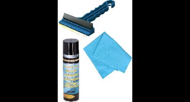 Autoramen IJskrabber/trekker blauw 16 cm - met anti-condens doek - en ruitenontdooier spray