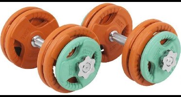 Gorilla Sports Dumbbellset 30 kg - 2 x 15 kg - Gripper Gietijzer - Rubber Coating - Halterset - 30 mm