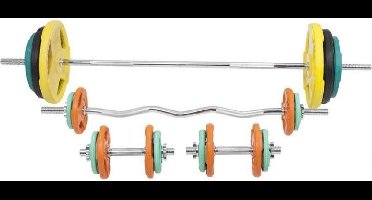 Gorilla Sports Halterset 108 kg - Gripper Gietijzer (rubber coating)