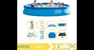 Intex Easy Set Zwembad - Opblaaszwembad - 457x107 cm - Inclusief Onderhoudspakket, Filter, Solar Mat en Voetenbad
