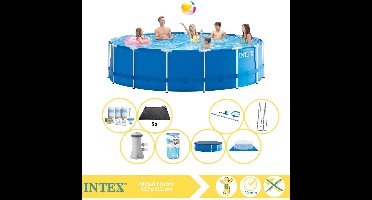 Intex Metal Frame Zwembad - Opzetzwembad - 457x122 cm - Inclusief Onderhoudspakket, Filter, Onderhoudsset en Solar Mat
