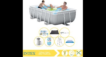 Intex Prism Frame Zwembad - Opzetzwembad - 300x175x80 cm - Inclusief Onderhoudspakket, Filter, Grondzeil, Stofzuiger en Solar Mat
