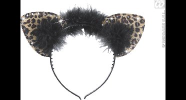 Luipaard oortjes met steentjes bruin