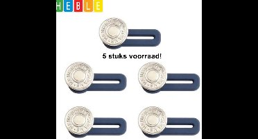 *** Premium Knoopsgat Verlenger 5 Stuks Zilver - Broekverbreder - Jeans Broek Verbreder - Broekverbredende Knoop - Zwanger Buikband - Zwangerschapsbroek Verbreder - van Heble® ***