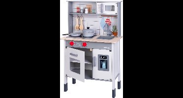 Houten Speelkeuken – Complete Kinderkeuken met Accessoires – Oven, Magnetron & Koelkast – Inclusief Pannen, Spatels & IJsmachine – Kinderspel & Fantasiespel – Dorjee