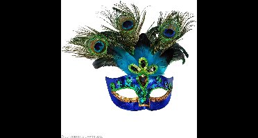 Oogmasker pauw met veren