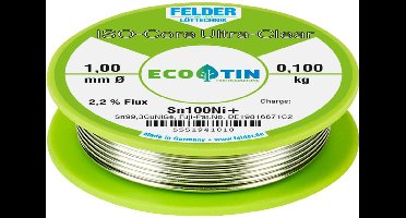 Felder ISO-Core Ultra-Clear Sn100Ni+ Soldeertin, loodvrij Spoel Sn99,25Cu0,7Ni0,05 0.100 kg 1 mm