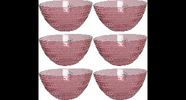 Decoris schaaltje/kommetje - 6x - roze - kunststof - D14 x H7 cm - campingservies