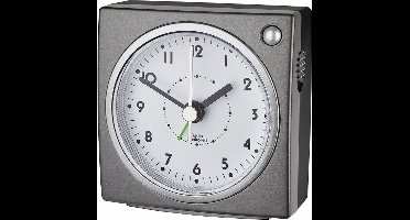 TFA 60.1516.10 - Wekker - Analoog - Radiogestuurde tijdsaanduiding - Rechthoek - Alarm - Snooze - Kunststof - Achtergrondverlichting - Grijs - Zwart - Zilverkleurig