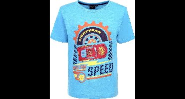 Disney Cars Shirt - Built for Speed - Blauw - Maat 122/128 (8 jaar)