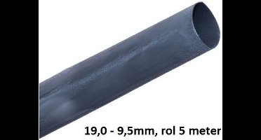 Krimpkous zwart universeel 19,0 - 9,5mm, rol 5 meter