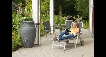 Graf regenton Antieke amfoor 600 L- graniet - met kraantje-met vulautomaat voor rechthoekige regenpijp