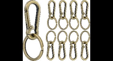 8 Stuks Karabijnhaak Sleutelhangers - Antiek Brons - Musketonhaak met Sleutelringen voor Volwassenen - Mini Musketon en ringetjes - Auto Klein Carabiner Sleutel Hanger, Houder - Karabijn haak ringen - Keychain Karabijnsluiting