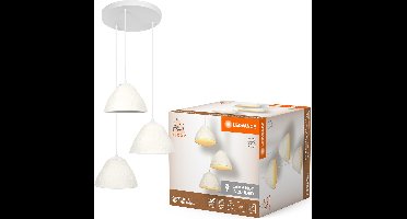 LEDVANCE hanglamp 3-lamps Decor Camel Bell wit van metaal en papier-maché, E14, 437 mm diameter , kap van gerecycled materiaal, duurzaam dankzij vervangbare lichtbron, eenvoudig te installeren