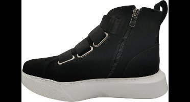 MadamPaola-Heren Sneakers-Hoge zool-schoen met ronde zool-winterschoenen heren-winterschoenen heren-winter schoenen dames-winter schoenen heren-winter schoenen-heren winter schoenen-warm schoenen-schoen-schoenen-Kleur zwart met witte bodem-Maat 42