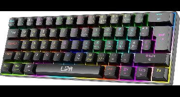 Lipa X23 Gaming keyboard Zwart - Draadloos - RGB verlichting - Tri-Mode - 61 Mechanische toetsen - FN multitoetsen - Compatibel met alle besturingen en consoles - Brown Switches - Ergonomisch en duurzaam