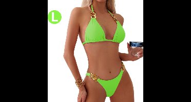 Bovista Bikini Dames - Meisjes Bikini - Badpak - Push Up - Vrouwen Badkleding - Zwemmen - Sexy Set - Top & Broekje - Groen - Maat L