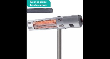 Sunred - COMBIDEAL - Heater & Hoes - Ultra lijn - Zilver - Staand model - Terrasverwarmer – Halogeen rosé goud technologie - 2000W - Afstand bestuurbaar - Elektrische heater