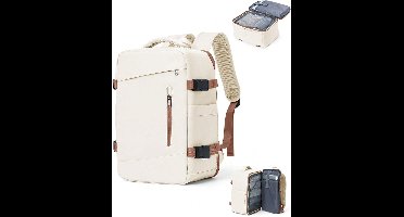 S&E Lichtgewicht Waterafstotende Nylon Laptop Rugzak – Ideaal voor Werk, Reizen en School - Beige