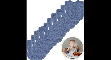 Funnies Slabbetjes 10-Pack Silk Blauw - Set van 10 Zachte Slabbertjes - Grote Slabbers - Kwijldoekjes voor Baby’s en Kinderen - Absorberend, Zacht en Makkelijk Wasbaar - Perfect voor Voeden, Kwijlen en Bescherming van Kleding