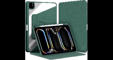 Hoes geschikt voor iPad Pro 13 inch 2024 - Book Case Premium Sleep Cover Kunstleer 360 Graden Draaibaar met Auto/Wake Functie en Pencilhouder - Groen