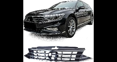 Sport Grill Geschikt Voor Volkswagen Passat 3G B8 Facelift Vanaf 2019 t/m 2023 Glans Zwart Met Chrome Bies