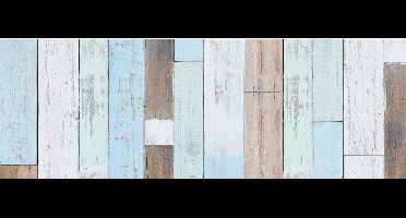 Patifix Plakfolie houten planken - 3x - blauw/bruin - 45cm x 2m - zelfklevend - Decoratiefolie - Meubelfolie