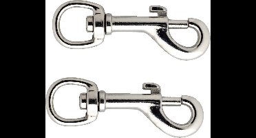 *** 2x stuks Musketonhaak - de perfecte vernikkelde haken van 8,2 x 2 cm voor een stevige grip en veilige wandelingen