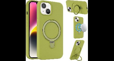 Geschikt voor iPhone 14 Hoesje Met Magnetische Standaard - Telefoonhoesje - Backcase Cover - Backcover Case - Magnetisch Hoesje - Hoesje Met Standaard - Groen