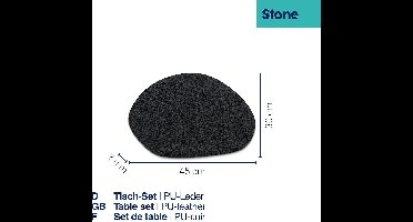 Glazen Onderzetter, Kunstleer, 10 x 12 cm, Zwart, Set van 4 Stuks - Kela | Stone