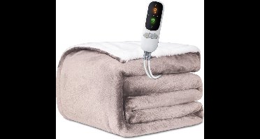 STAUS&BACH POWERNAP - 1 persoons elektrische deken (160W) - Warmtedeken met 1 tot 9 uur timer en 9 warmtestanden - 160x120 cm knuffeldeken - Wasmachine bestendige bovendeken - Dusty Pink